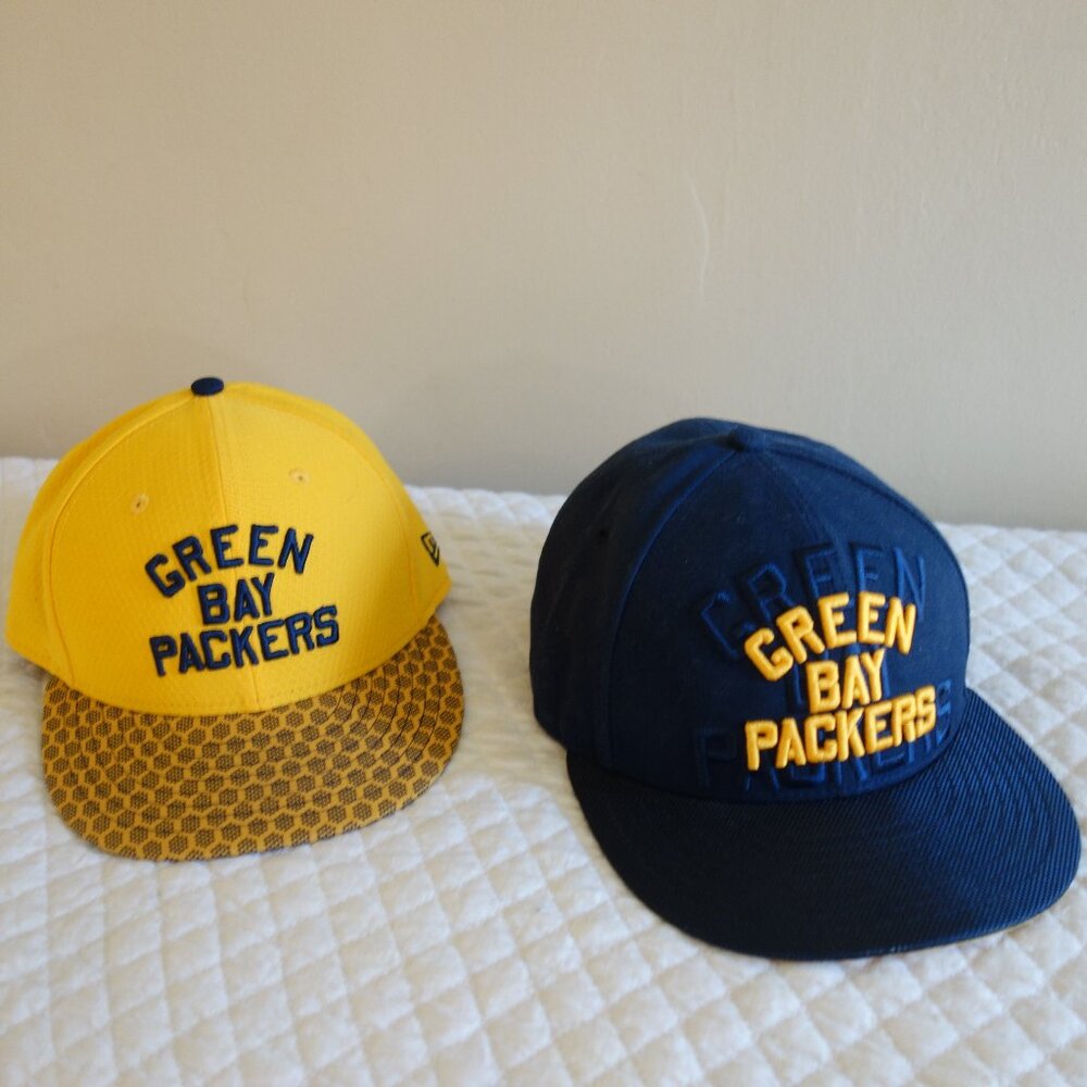 Lot of 2 GREEN BAY PACKERS NFL Football 9Fifty New Era Caps (1 adjustable / 1 Sz